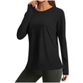 thumbnail image 2 of ZUKMRJPC Women's Workout Shirts Long Sleeve Quick Dry Crewneck Solid Color T Shirts Casual Comfy Running Yoga Gym Athletic Tops, 2 of 8