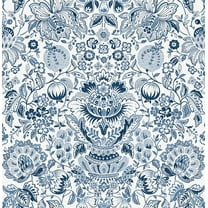 A-Street Prints Blanche Blue Floral Damask Wallpaper