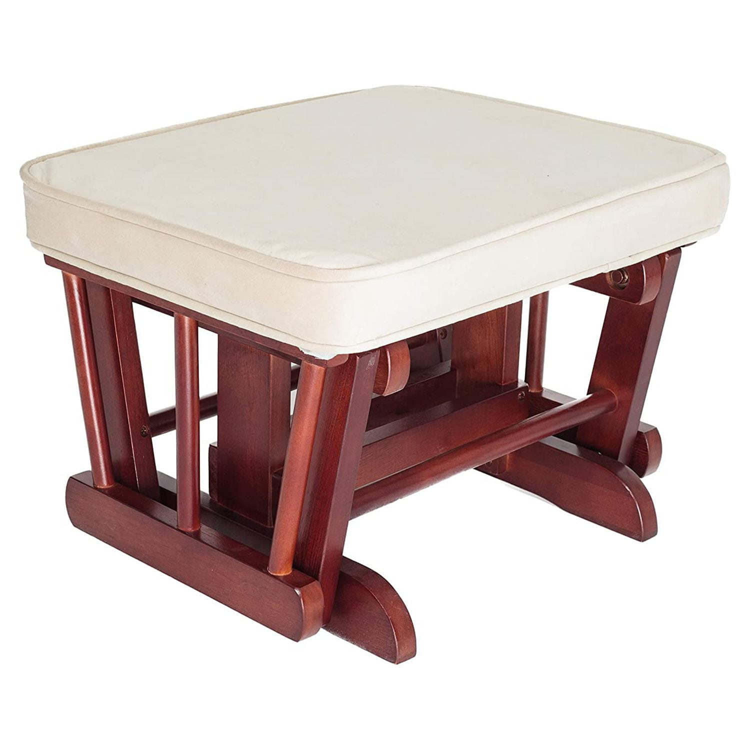 AFG Baby Furniture Sleigh Glider Chair and Ottoman Cherry with Beige Cushions