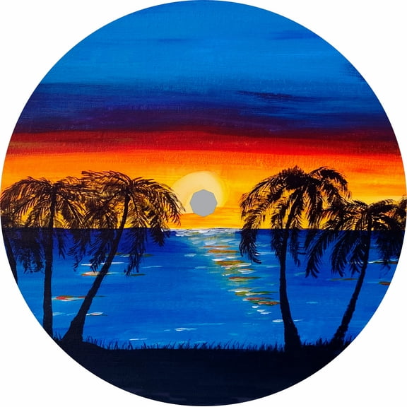 Tire Cover Central Sunset Black Vinyl (Select Size/Camera in Menu) 255/70r18 Center Camera