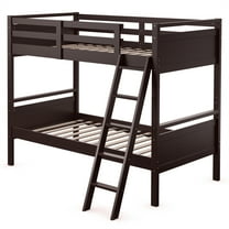 Costway Twin Over Twin Bunk Bed Convertible 2 Individual Beds Wooden Espresso