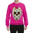 thumbnail image 2 of Wild Bobby Day Of The Dead Sugar Skull Pop Culture Unisex Crewneck Graphic Sweatshirt, Fuschia, Medium, 2 of 5