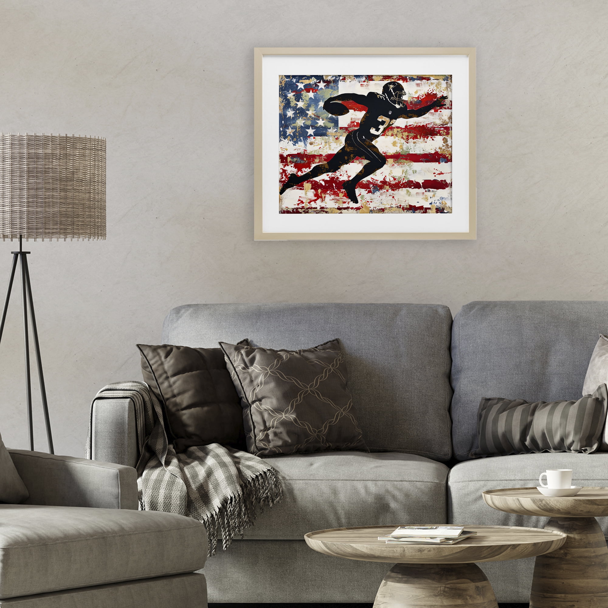 Stupell Industries Gridiron Glory Player Birch Framed Print Under Glass, design by Ray Powers