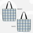 thumbnail image 3 of ZNDUO Blue Plaid Lines Pattern Large Tote Bag, Zipper Lightweight Beach Tote, 3 of 8
