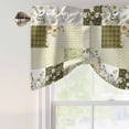 thumbnail image 5 of Tie Up Valances for Windows, Spring Floral Adjustable Valance Curtains Window Treatment for Living Room, Yellow Flowers Botanical Patchwork Grid Bohemia Rod Pocket Kitchen Curtains 42x12 Inch, 5 of 9