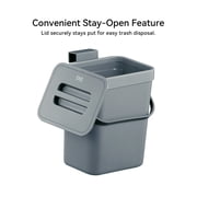 EKO Compost Caddy Kitchen Trash Can, 1.3 Gallon Plastic Rectangular Wall Mount with Lid Garbage Bin, Gray