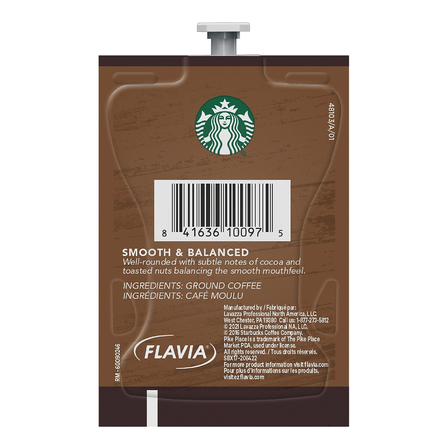 FLAVIA 48103 Starbucks Coffee Freshpack - Pike Place Roast (76/Carton)
