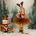 thumbnail image 7 of Toddler Girls Christmas Historical Deer Dress with Hairband Outfits for Kids Holiday Party Brown 6-12 Months, 7 of 7