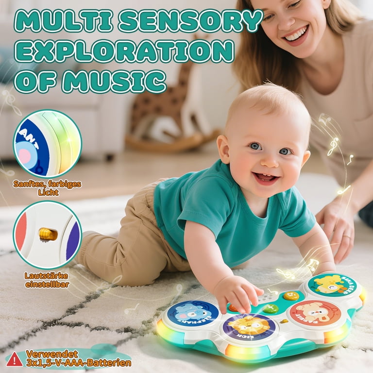 OROLIVING Kids Drum Set with Lights, Multicolor photo 3
