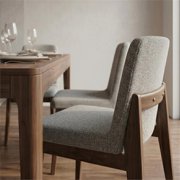 Ashcroft Levi Fabric Upholstered Dining Chair in Light Gray (Set of 2)