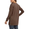 thumbnail image 3 of ONLYSHE Women's Drop Long Sleeve Sweatshirts Casual Crewneck Tunic Tops Sweartshirts With Side Slits S-3XL, 3 of 6