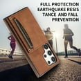 thumbnail image 5 of Allytech Slim Wallet Case for Samsung Galaxy S24 Ultra, Business Premium PU Leather Multi-Card Slots Anti-Drop Anti-Scratch Full Body Protection Kickstand Case for Samsung Galaxy S24 Ultra - Brown, 5 of 6