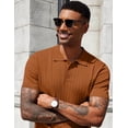 thumbnail image 5 of COOFANDY Mens Short Sleeve Knit Polo Shirts Casual Quarter Button Rib Polo Shirt Lightweight Collared T Shirt, 5 of 7