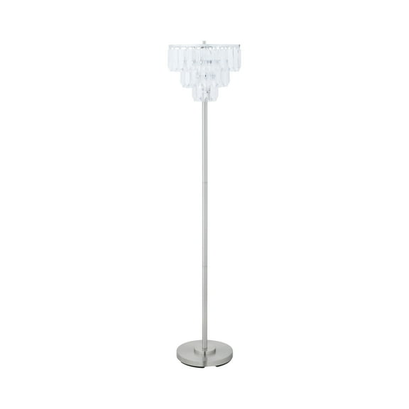 Metal Base Floor Lamp Chrome and Crystal