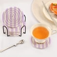 thumbnail image 5 of Haosy Set of 6 Drink Woven Coaster with Holder Heat Resistant Non-Slip Bar Coasters 4 Inches Pale Violet and White Striped, 5 of 7