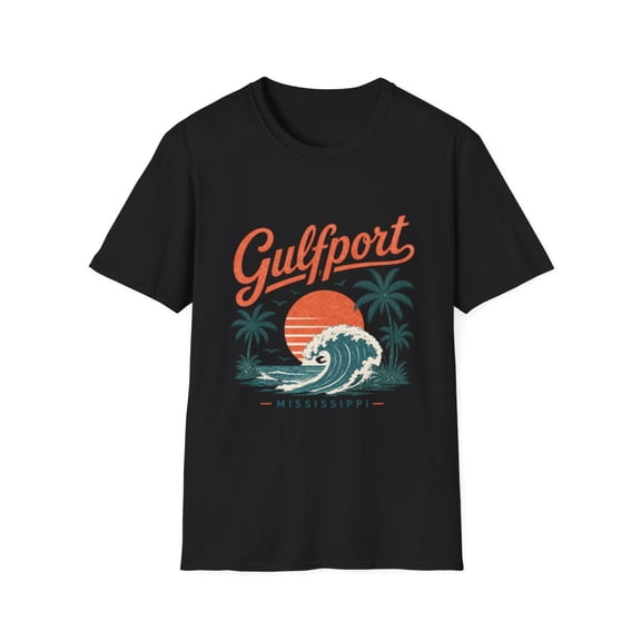 Gulfport Mississippi Vintage Sunset Wave Surf Graphic T-Shirt