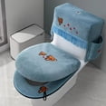 thumbnail image 2 of 3pcs/set Toilet Seat Cover Set Home Bathroom Dustproof Toilet Lid Cover with Storage Pockets Soft Plush Toilet Cushion Set, 2 of 7