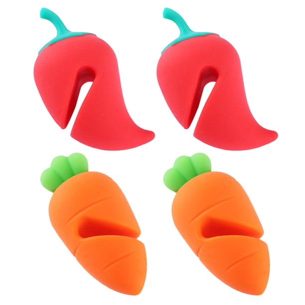 4pcs Liders de silicona Levantadores de dibujos animados Zanahoria Chili Forma Levantadores Cocina Pot Sobresaltantes