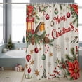 thumbnail image 2 of Christmas Bird Bathroom Shower Curtain Poinsettia Floral Holly Fruit Xmas Ball Linen Waterproof Washable Shower Curtains for Bathtub Bath Decor with Grommets and Hook 36 X 72 Inch, 2 of 8