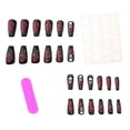 thumbnail image 6 of 24Pcs Halloween Press On Nails Rose Skull Gothic Style, Dark Glossy Fake Nails with Intricate Floral and Skeleton Design, Medium Length Reusable False Nail Tips for Women, 6 of 9