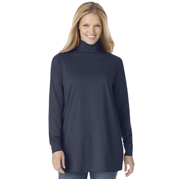 Woman Within Plus Size Petite Perfect Long-Sleeve Turtleneck Tee