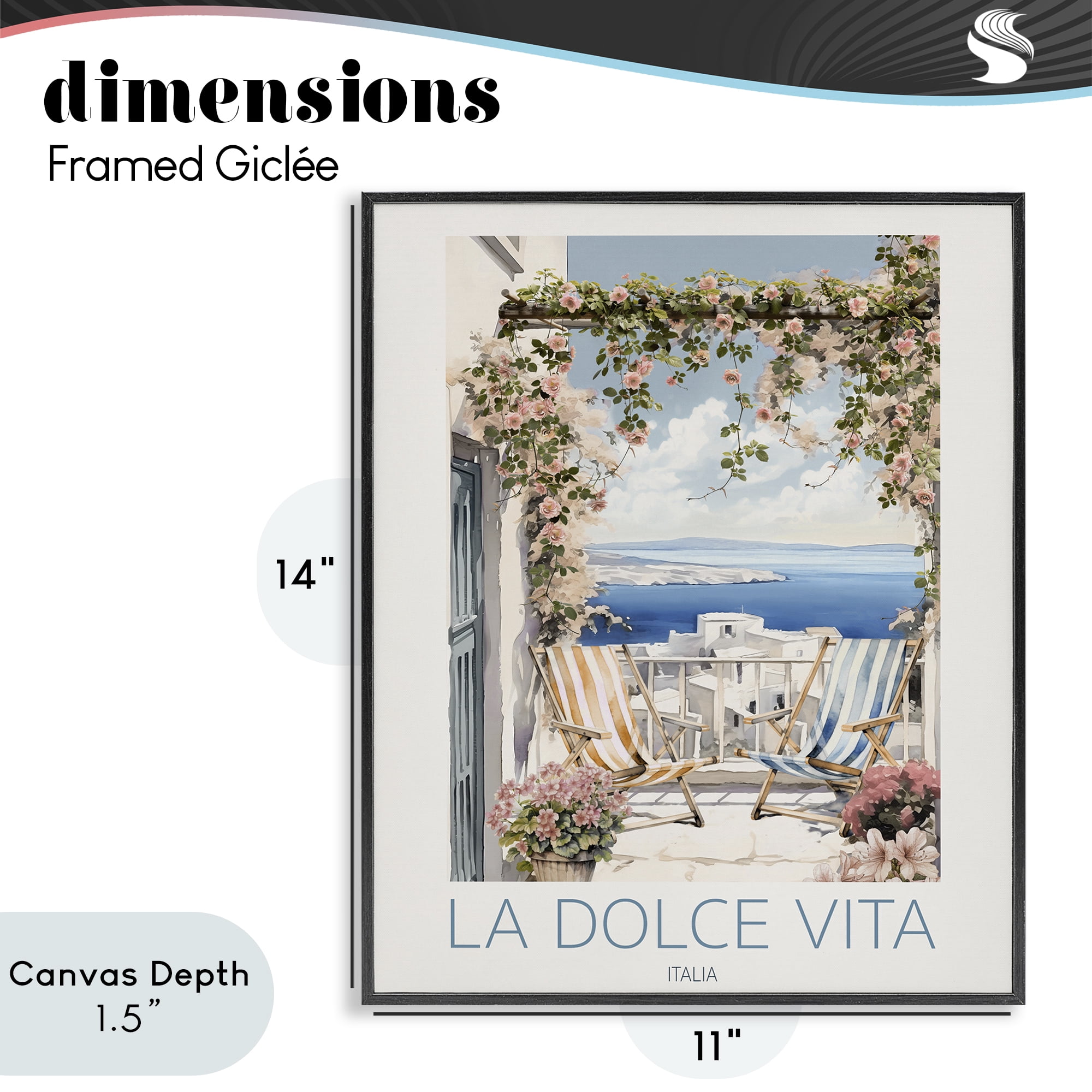 Stupell Industries Coastal Italian Balcony View Black Framed Giclee Art, design by CAD Designs