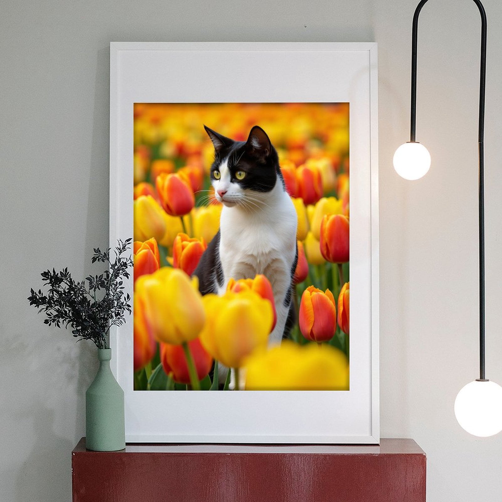 Diamond Art Kits for Adults - 5d Cat Among Vibrant Tulips Diamond Painting for Adults, Diamond Art for Adults Beginners, Diamond Painting Kits for Adults for Home Wall Decor