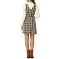 thumbnail image 3 of INSPIRE CHIC Women's Overall Houndstooth Pinafore Sleeveless Suspender Dress L Brown Orange, 3 of 6