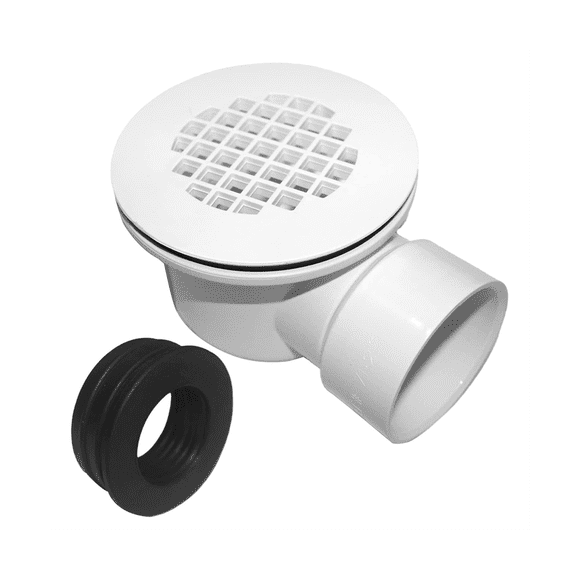 Low Profile Shower Base Drain with Perforated Strainer Side Outlet Shower Drain Side Outlet Drain Assembly