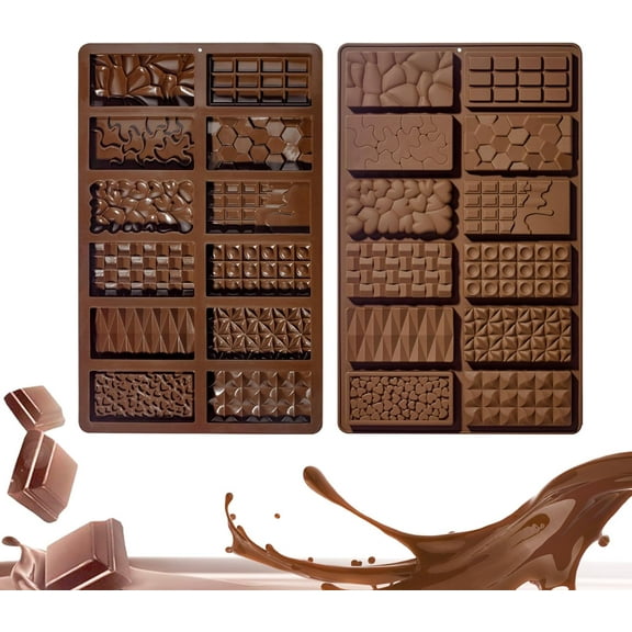 2 Packs Silicone Chocolate Bar Mold Deep Dubai 12 Cavity  Pistachio Large Candy Chocolate Bar Thick Mold