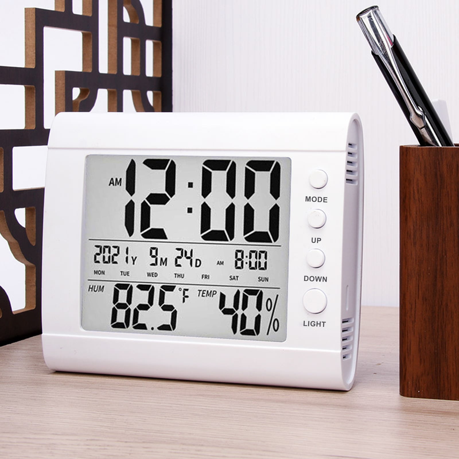 Digital Alarm Clock, Alarm Clock with Temperature Sensor and Large