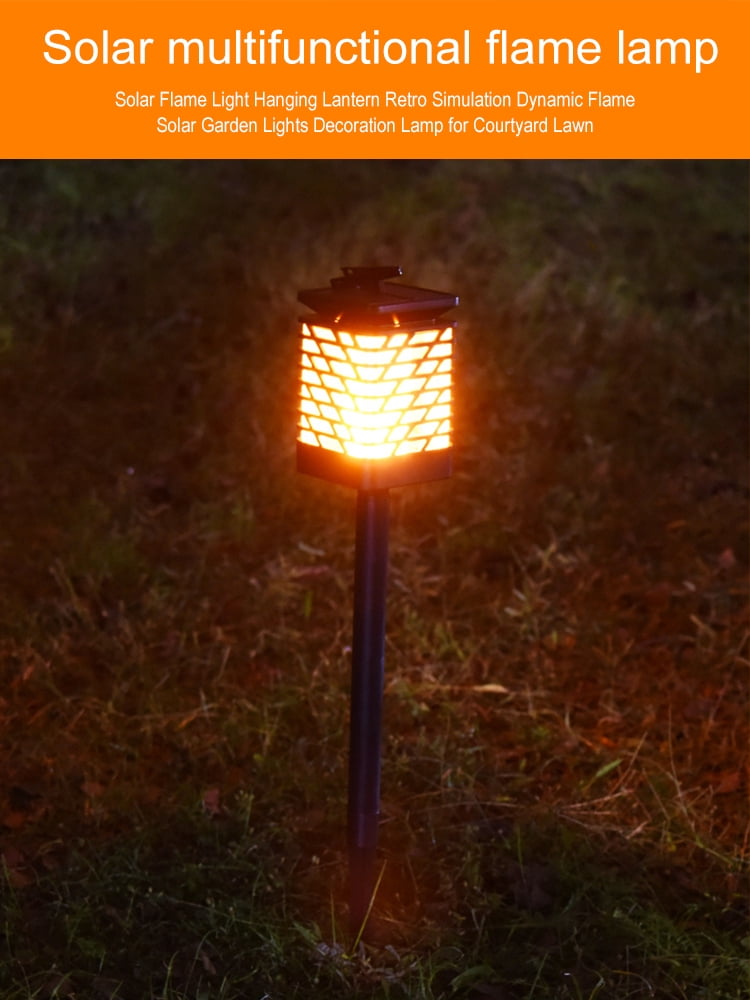 Solar Simulation LED Flame Light Hanging Lantern Lamp for Courtyard Patio 