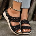thumbnail image 2 of Bmisegm Women's Summer Slope Heel Solid Color Open Toe Embroidery Thick Bottom Slippers Sandals Sandals Women Summer Black 7, 2 of 5