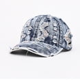thumbnail image 2 of CIENVNSTG Unisex Vintage Distressed Ripped Denim Baseball Cap Colorful Frayed Edge Adjustable Curved Brim Casual Streetwear Sun Hat for Daily Wear Multicolor, 2 of 3