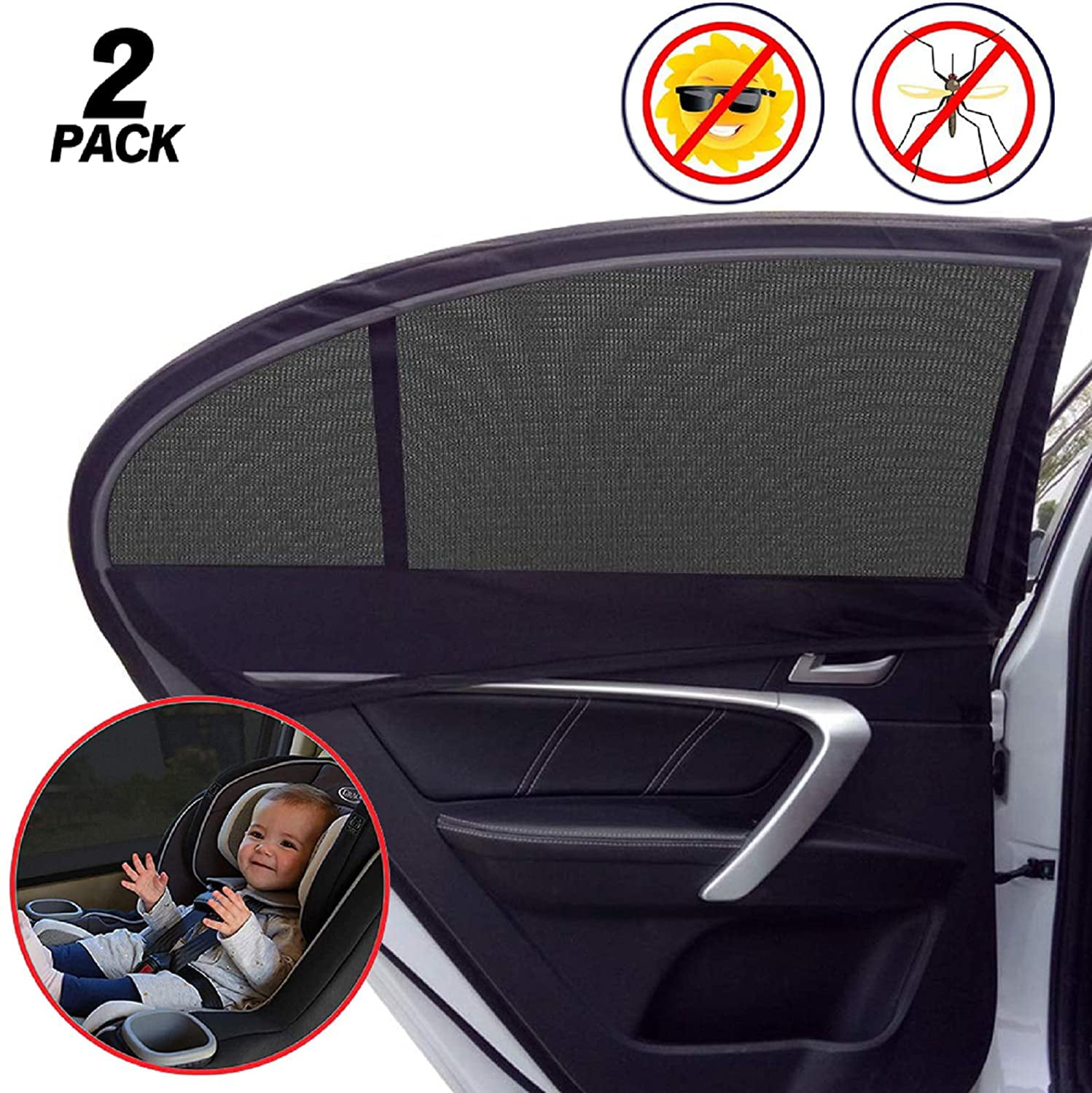 Baby Children Kids Car Window Sun Shades Blinds UV Protection pack of 2 