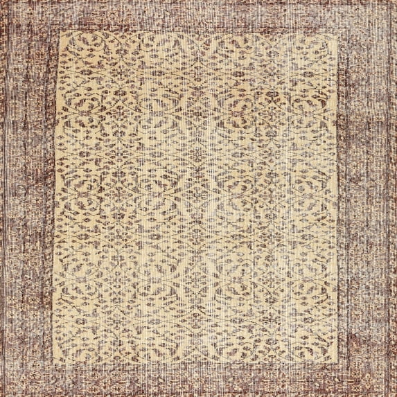 Ahgly Company Indoor Square Contemporary Khaki Gold Abstract Area Rugs, 6' Square
