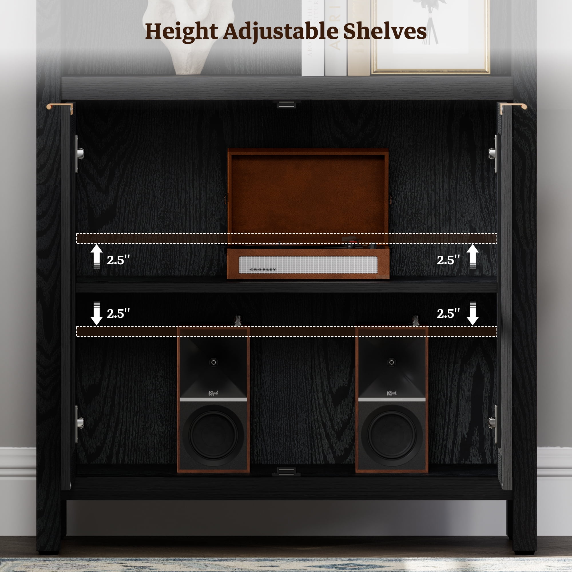SICOTAS Rattan 5 Tier Bookshelf Set, Black 5-Shelf Library Bookcase