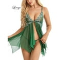 thumbnail image 4 of Conjunto de pijama de malla con cierre frontal para mujer, ropa de dormir Sexy con cuello en V, trajes de Boudoir, Langeray, Pizama Damska, 4 of 4