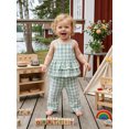 thumbnail image 4 of BemeyourBBs Toddler Baby Girls Summer Clothes 6 12 18 24 Months 2 3 4 Years Little Baby Girl Summer 2 Piece Outfits Gingham Plaid Sleeveless Square Neck Ruffled Tank Tops and Wide Legs Pants Set, 4 of 9