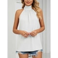 thumbnail image 3 of LAVA Women's Sleeveless Tie Halter Neck Summer Tops Casual Tank Top Blouse Shirts (White, XL), 3 of 7