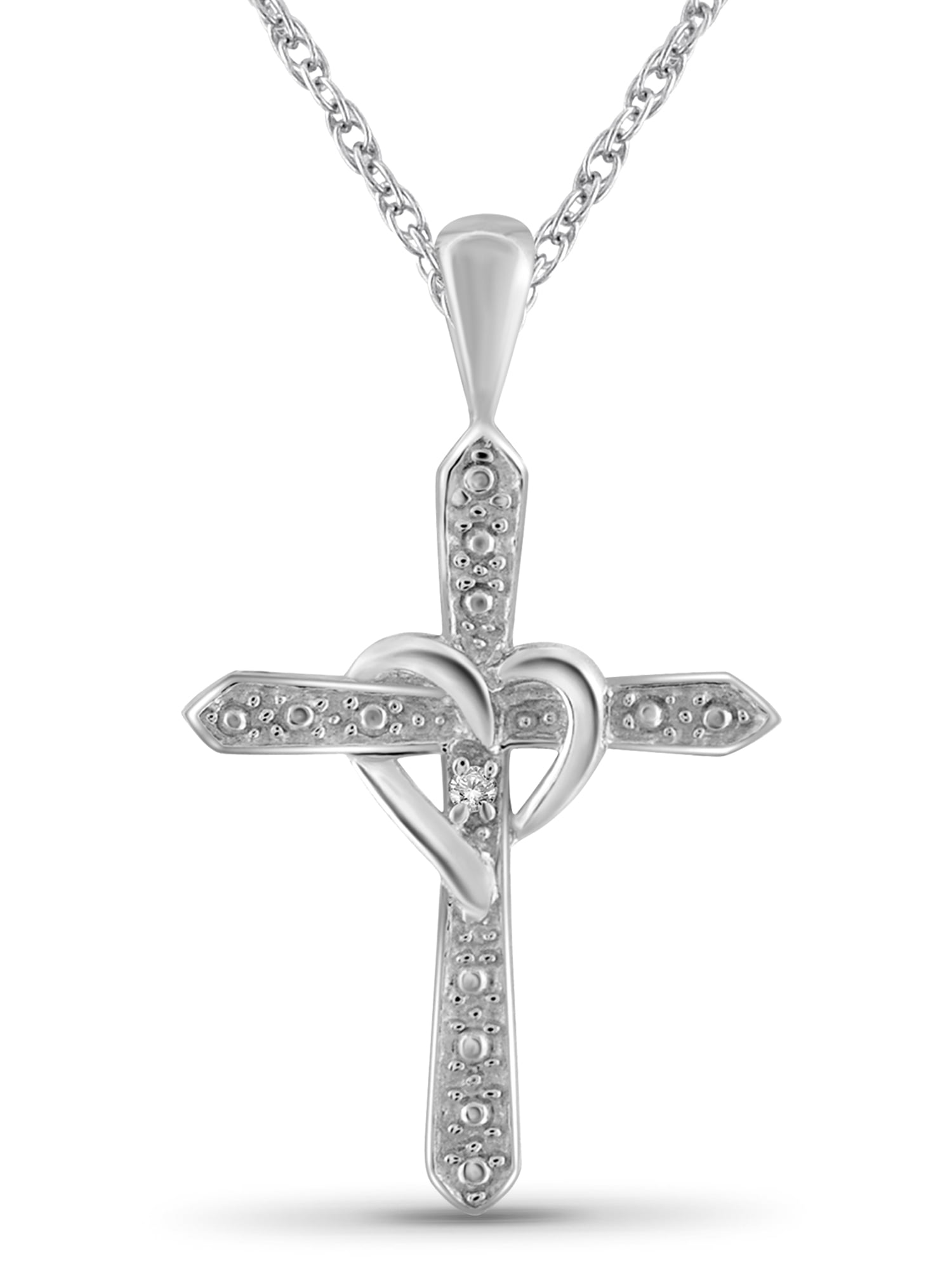 JewelersClub - JewelersClub Sterling Silver Diamond Cross Pendant ...