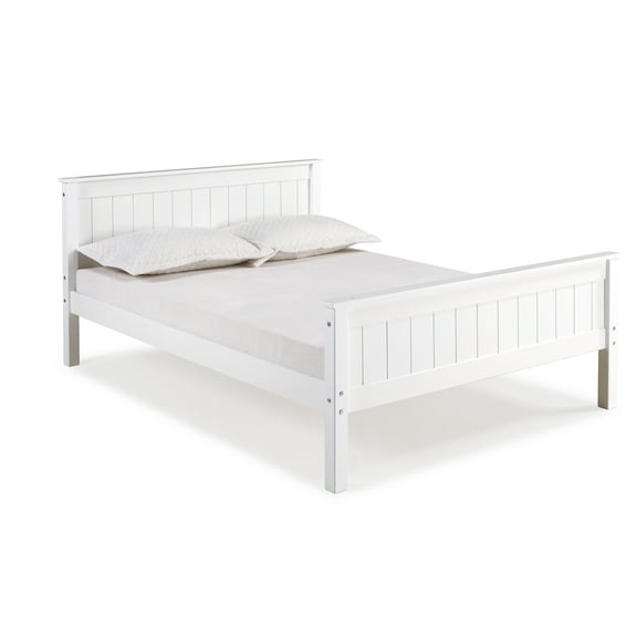 Alaterre Harmony Full Bed, Brazilian Pine, Headboard, Footboard, Side Rails, Slats,   for Youth Bedroom or Guest Room, White