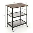 thumbnail image 4 of Giantex 3 Tier Kitchen Bake's Rack, Rolling Microwave Cart, Industrial Bar Service Stand w/Hooks, Kitchen Cart on Lockable Universal Wheels, 4 of 8