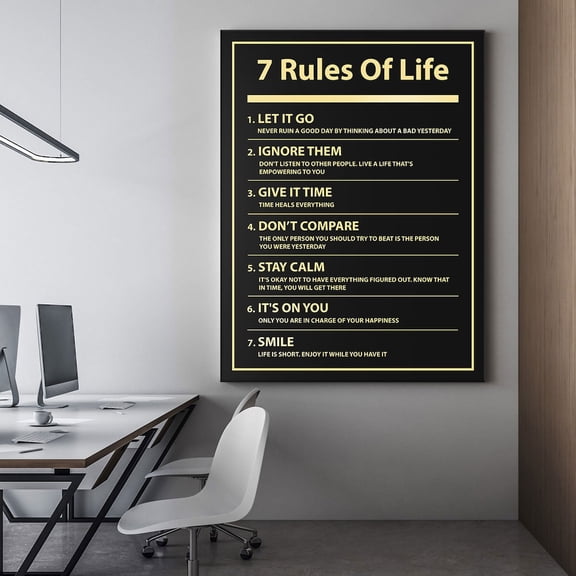 7 Rules Of Life Wall Art, Motivational Poster, Inspirational Office Decor Modern Sign, Daily Reminder Quote Poster Home Decor, 8x12 UNFRAMED