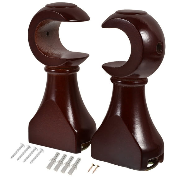 SHOWERORO 2Pcs Wooden Curtain Rod Bracket for Dining Room Brown 12.1*5.7*3.2in