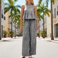 thumbnail image 2 of Women's Plaid Print Crew Neck Sleeveless Top and Straight Leg Pants Set Casual Modern Two Piece Ensemble L, 2 of 6