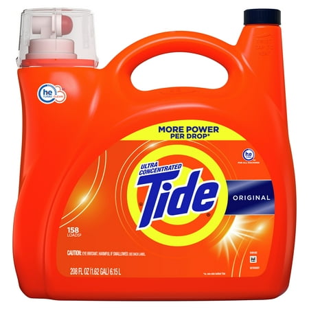Tide Ultra Concentrated Liquid Laundry Detergent, Original, 158 loads, 208 fl oz, HE Compatible