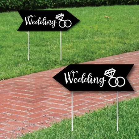 - Black Wedding Signs - Wedding Sign Arrow - Double Sided Directional Yard Signs - Set of 2 Wedding Signs