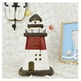 thumbnail image 2 of Nautical Decor Wooden Lighthouse Beach Themed Ornaments Coastal Ocean Decoration Decorative Wood Light HouseTable Centerpiece Tower Lights Figurine for Shelf Fireplace (Red), 2 of 7