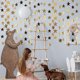 thumbnail image 4 of Guirnalda de Papel de Estrella Reflectante Dorada de 5 Piezas de 4 m, decoración Colgante de pancarta de Estrella con Purpurina, Kit de Borla de Guirnalda de Estrella con Purpurina para Fiesta, Fondo de pancarta de Boda de cumpleaños oso de fresa Electrónica, 4 of 5